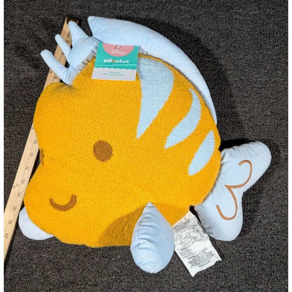 Disney Pillowfort Flounder Fish Throw Pillow Little Mermaid 17" - Picture 2 of 6